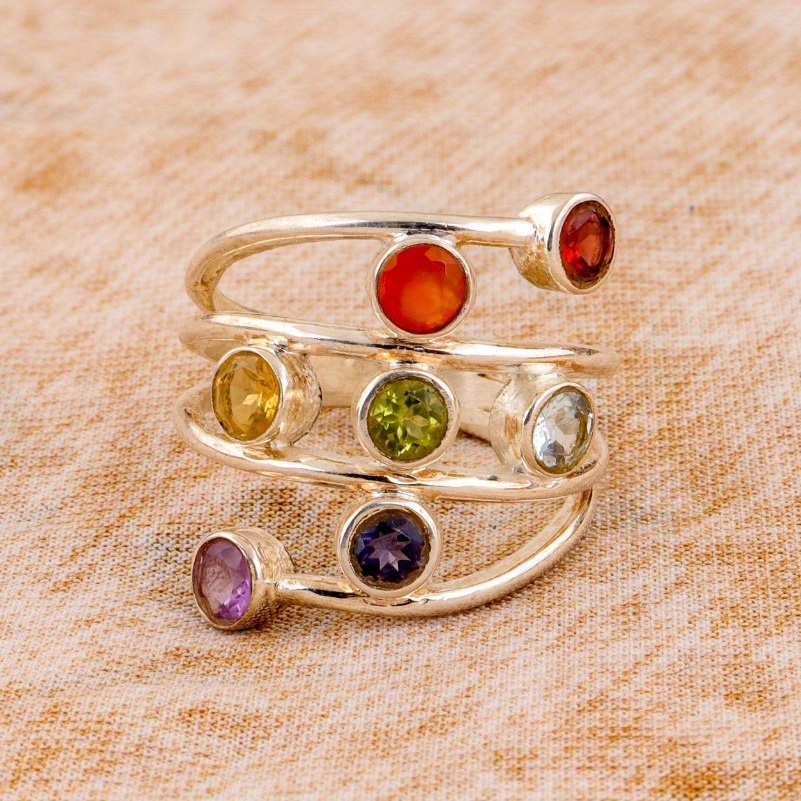 Unisex Wide Ring with Colorful Zirconia — Everyday Wear